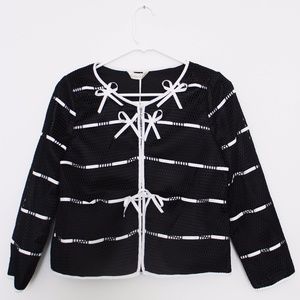 Black Mesh White Ribbon Bow Shorts Suit Set Sz XS